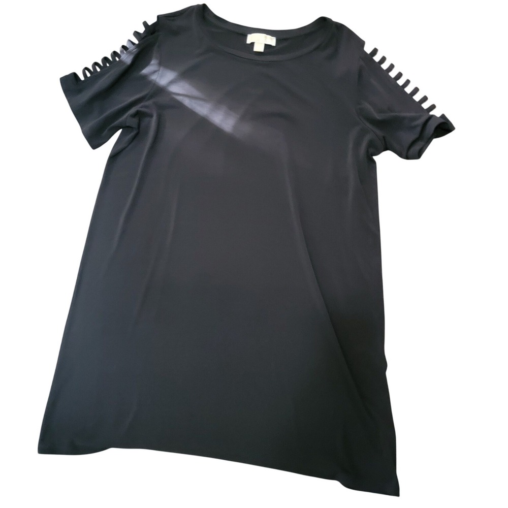 Michael Michael Kors Black Ladder Sleeve Shift Dress Womens 1X Short Sleeve Mini